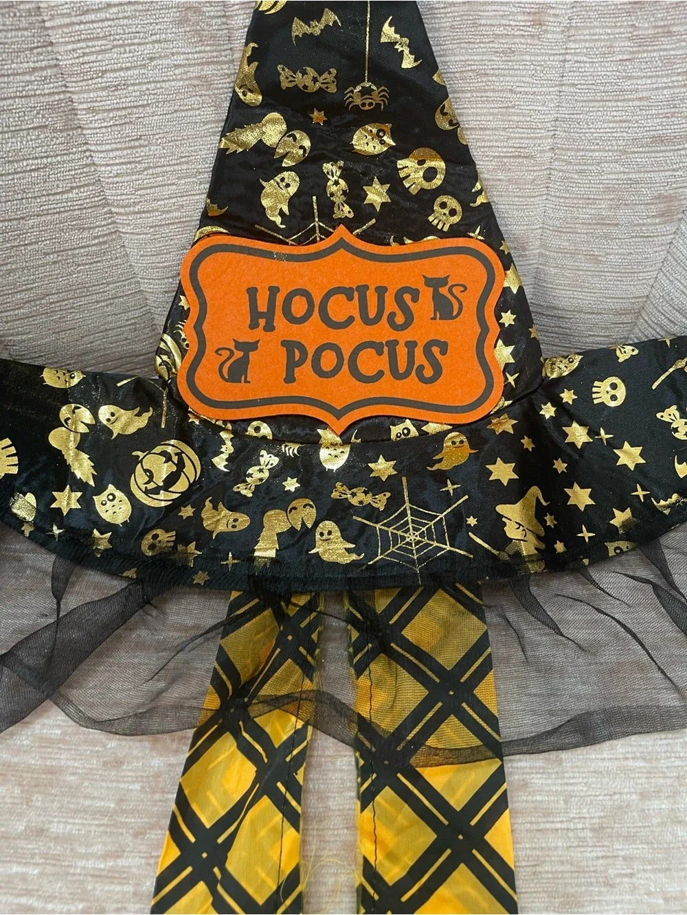 Hocus Pocus Black and Orange Witch Hat Home Accent
